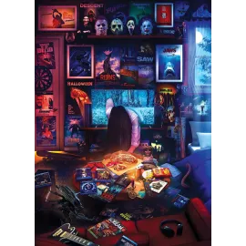 House of Horrors and Scary Movies 1000 Piece Jigsaw Puzzle by Rachid Lotf | Interactive Brain Teaser Board Game for Adults, Educational Toys & Games | 28 x 20 Inches