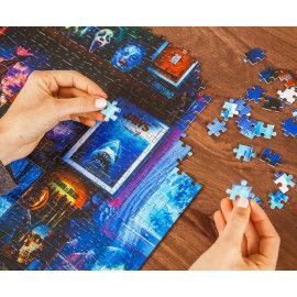 House of Horrors and Scary Movies 1000 Piece Jigsaw Puzzle by Rachid Lotf | Interactive Brain Teaser Board Game for Adults, Educational Toys & Games | 28 x 20 Inches