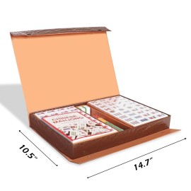 GUSTARIA Chinese Mahjong Set, Mahjong Game Set with 146 Numbered Large Tiles (1.5, Green), Mahjong Tiles Set with Brown Carrying Case GUSTARIA Chinese Mahjong Set, Mahjong Game Set with 146 Numbered Large Tiles (1.5, Green), Mahjong Tiles Set with Brown Carrying Case