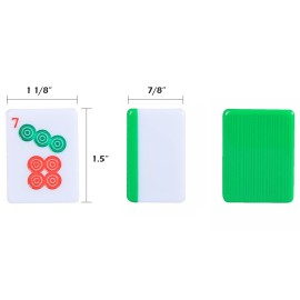 GUSTARIA Chinese Mahjong Set, Mahjong Game Set with 146 Numbered Large Tiles (1.5, Green), Mahjong Tiles Set with Brown Carrying Case GUSTARIA Chinese Mahjong Set, Mahjong Game Set with 146 Numbered Large Tiles (1.5, Green), Mahjong Tiles Set with Brown Carrying Case