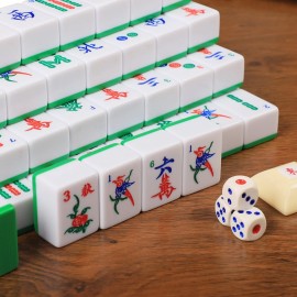 GUSTARIA Chinese Mahjong Set, Mahjong Game Set with 146 Numbered Large Tiles (1.5, Green), Mahjong Tiles Set with Brown Carrying Case GUSTARIA Chinese Mahjong Set, Mahjong Game Set with 146 Numbered Large Tiles (1.5, Green), Mahjong Tiles Set with Brown Carrying Case