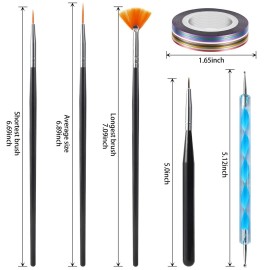 Artdone Nail Art Brushes set,Nail Art Tool Set,Nail Dotting Tools,Nail Dust Brush,Striping Nail Art Brushes for Long Lines,Nail Drawing Pen For Nail Design.