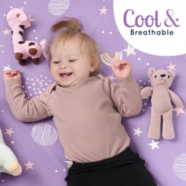 GROW WILD Unicorns & Rainbows Fitted Crib Sheets Girl (3 Pack) - Soft Jersey Cotton Fitted Sheet, Toddler Bed Mattress & Baby Crib Bedding Set for Girls, Baby Girl Nursery Crib - Pink, Purple & White