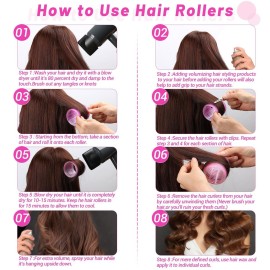 Jumbo Hair Curlers Rollers, 12Pcs 60mm Jumbo Hair Roller Curlers Self Grip Holding Rollers with 12Pcs Hair Clips for Long Straight Thick Hair (Rose Red) Jumbo Hair Curlers Rollers, 12Pcs 60mm Jumbo Hair Roller Curlers Self Grip Holding Rollers with 12Pcs Hair Clips for Long Straight Thick Hair (Rose Red)
