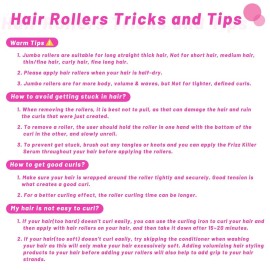 Jumbo Hair Curlers Rollers, 12Pcs 60mm Jumbo Hair Roller Curlers Self Grip Holding Rollers with 12Pcs Hair Clips for Long Straight Thick Hair (Rose Red) Jumbo Hair Curlers Rollers, 12Pcs 60mm Jumbo Hair Roller Curlers Self Grip Holding Rollers with 12Pcs Hair Clips for Long Straight Thick Hair (Rose Red)