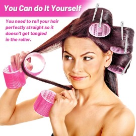 Jumbo Hair Curlers Rollers, 12Pcs 60mm Jumbo Hair Roller Curlers Self Grip Holding Rollers with 12Pcs Hair Clips for Long Straight Thick Hair (Rose Red) Jumbo Hair Curlers Rollers, 12Pcs 60mm Jumbo Hair Roller Curlers Self Grip Holding Rollers with 12Pcs Hair Clips for Long Straight Thick Hair (Rose Red)