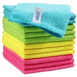 HOMEXCEL Microfiber Cleaning Cloth,12 Pack Cleaning Rags, Cleaning Towels with 4 Color Assorted, 11.5X11.5(Green/Blue/Yellow/Pink)