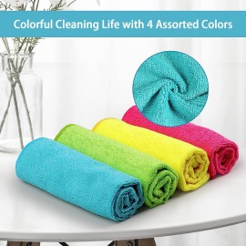 HOMEXCEL Microfiber Cleaning Cloth,12 Pack Cleaning Rags, Cleaning Towels with 4 Color Assorted, 11.5X11.5(Green/Blue/Yellow/Pink) HOMEXCEL Microfiber Cleaning Cloth,12 Pack Cleaning Rags, Cleaning Towels with 4 Color Assorted, 11.5X11.5(Green/Blue/Yellow/Pink)