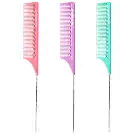 Goodofferplace 3-in-1 Rat Tail Combs - Parting & Detangling Combs for Curly Hair, Women\'s Braiding & Styling (Pink, Purple, Green) Goodofferplace 3-in-1 Rat Tail Combs - Parting & Detangling Combs for Curly Hair, Women\'s Braiding & Styling (Pink, Purple, Green)