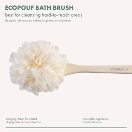 EcoTools EcoPouf Bath Brush, Loofah Brush for Bath & Shower, Made with Long Handle & Recycled, Soft Netting for Gentle Exfoliation, Back Brush for Men & Women, Eco-Friendly & Cruelty-Free, 1 Count EcoTools EcoPouf Bath Brush, Loofah Brush for Bath & Shower, Made with Long Handle & Recycled, Soft Netting for Gentle Exfoliation, Back Brush for Men & Women, Eco-Friendly & Cruelty-Free, 1 Count