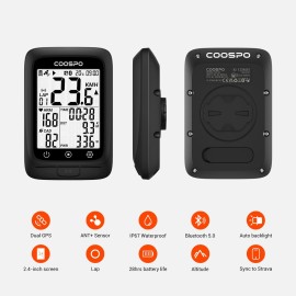 COOSPO Bike Computer GPS Wireless, ANT+ Cycling Computer GPS with Bluetooth, Multifunctional ANT+ Bicycle Computer GPS with 2.4 LCD Screen, Bike Speedometer with Auto Backlight IP67 COOSPO Bike Computer GPS Wireless, ANT+ Cycling Computer GPS with Bluetooth, Multifunctional ANT+ Bicycle Computer GPS with 2.4 LCD Screen, Bike Speedometer with Auto Backlight IP67