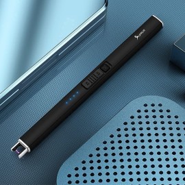 SUPRUS Electric Lighter Arc Windproof Flameless USB Lighter Rechargeable Lighter with Safety Lock for Candle BBQ Camping (Black)