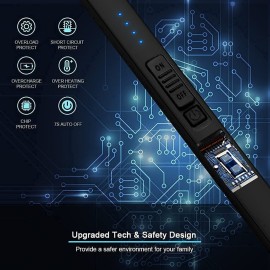 SUPRUS Electric Lighter Arc Windproof Flameless USB Lighter Rechargeable Lighter with Safety Lock for Candle BBQ Camping (Black)