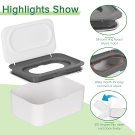 Flenpptly Baby Wipes Dispenser, Wipes Case Baby Wipe Holder Keeps Wipes Fresh, Non-Slip, Easy Open & Close (Gray) Flenpptly Baby Wipes Dispenser, Wipes Case Baby Wipe Holder Keeps Wipes Fresh, Non-Slip, Easy Open & Close (Gray)
