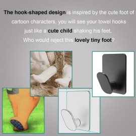 DELITON Adhesive Hooks - 4 Pack Towel/Coat Hooks Wall Hook Stick on Bathroom or Kitchen (Matte Black, Stainless Steel) DELITON Adhesive Hooks - 4 Pack Towel/Coat Hooks Wall Hook Stick on Bathroom or Kitchen (Matte Black, Stainless Steel)