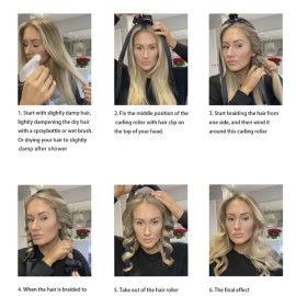 Heatless Curling Rod Headband No Heat Silk Ribbon Curling Rod Hair Roller Curls with Hair Claw Clip Lazy Natural Soft Wave DIY Hair Rollers Styling Tool for Sleep in Overnight (Pink)