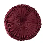 Teieas Round Pillows Velvet Pleated Circle Pillow Chair Cushion Floor Pillows Home Decorations for Home Couch Chair Bed Car Burgundy