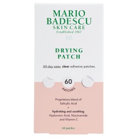 Mario Badescu Drying Patch Blemish Covering, Invisible Spot Treatment, Absorbing All Day Polymer Adhesion with Vitamin C, Vegan & Cruelty Free, Strong Hold (60 Patches, 12mm), Clear