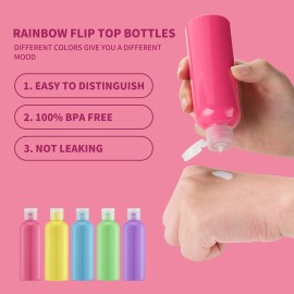 LISAPACK 3.4Oz Travel Bottles with Flip Cap (5 Pcs) Empty Dispenser Container for Travel Size Cosmetics (100ml, Multi-colored) LISAPACK 3.4Oz Travel Bottles with Flip Cap (5 Pcs) Empty Dispenser Container for Travel Size Cosmetics (100ml, Multi-colored)