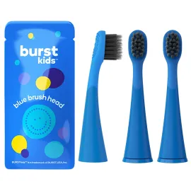 BURST Genuine Replacement Heads for Kids Electric Toothbrush (Blue/3 Pack) | Perfect Fit | Ultra Soft Bristles | 9 Months of Supply
