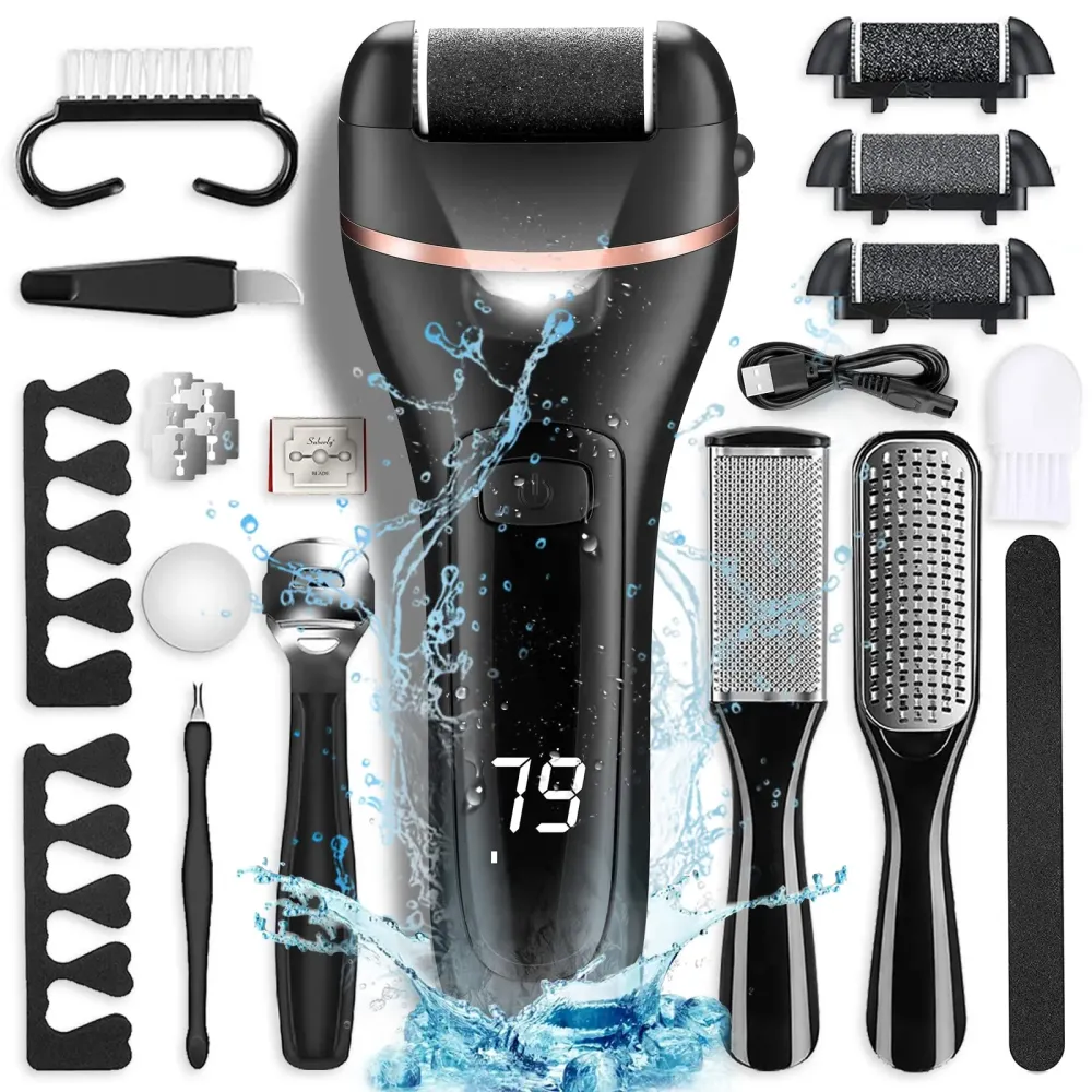 Electric Callus Remover for Feet, Rechargeable Portable Electronic Foot File Pedicure Kit, Waterproof Foot Scrubber File, Professional Pedicure Tools, Foot Care for Dead Skin Ideal Gift, 3 Rollers Electric Callus Remover for Feet, Rechargeable Portable Electronic Foot File Pedicure Kit, Waterproof Foot Scrubber File, Professional Pedicure Tools, Foot Care for Dead Skin Ideal Gift, 3 Rollers