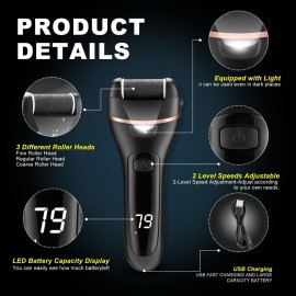 Electric Callus Remover for Feet, Rechargeable Portable Electronic Foot File Pedicure Kit, Waterproof Foot Scrubber File, Professional Pedicure Tools, Foot Care for Dead Skin Ideal Gift, 3 Rollers Electric Callus Remover for Feet, Rechargeable Portable Electronic Foot File Pedicure Kit, Waterproof Foot Scrubber File, Professional Pedicure Tools, Foot Care for Dead Skin Ideal Gift, 3 Rollers