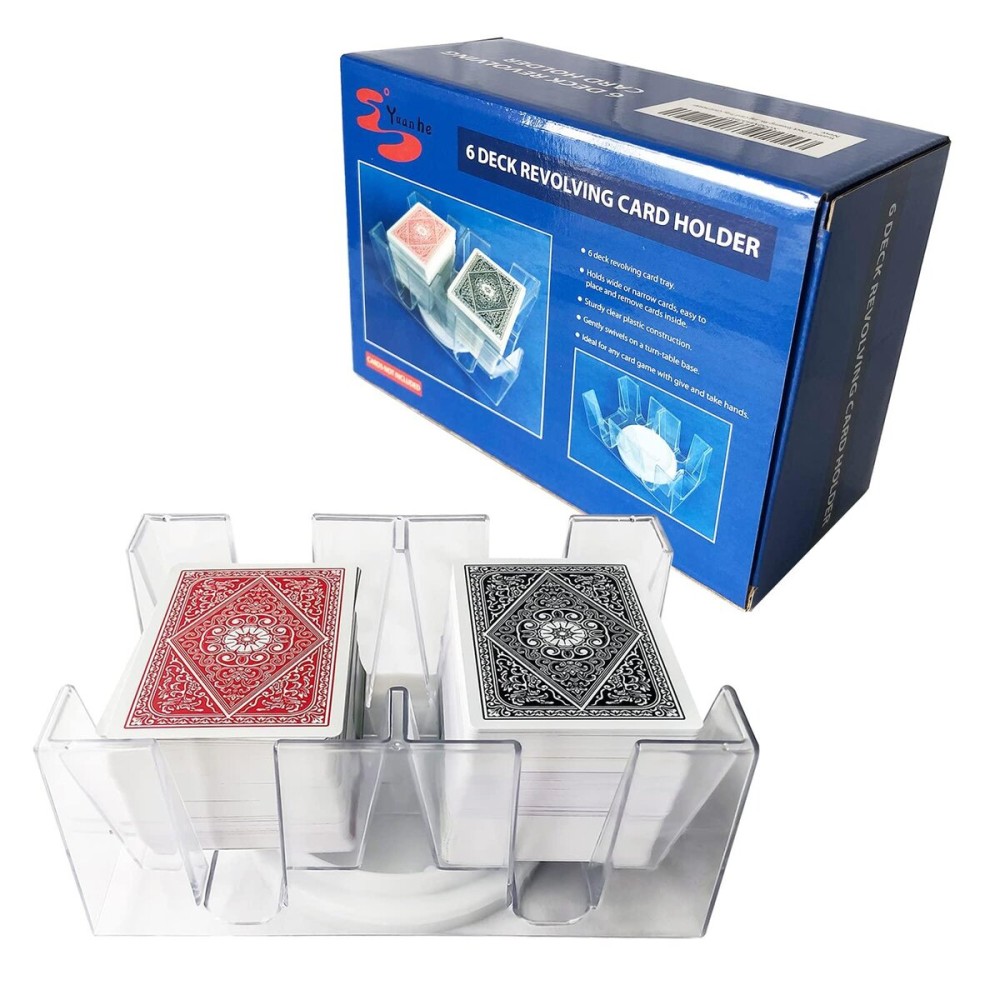 Yuanhe Canasta Playing Card Holder - 6 Deck Revolving Card Tray for Kids & Adults,Rotating Cards Holder for Poker, Canasta, Hand & Foot, Rummy,Go Fish,UNO Games Yuanhe Canasta Playing Card Holder - 6 Deck Revolving Card Tray for Kids & Adults,Rotating Cards Holder for Poker, Canasta, Hand & Foot, Rummy,Go Fish,UNO Games