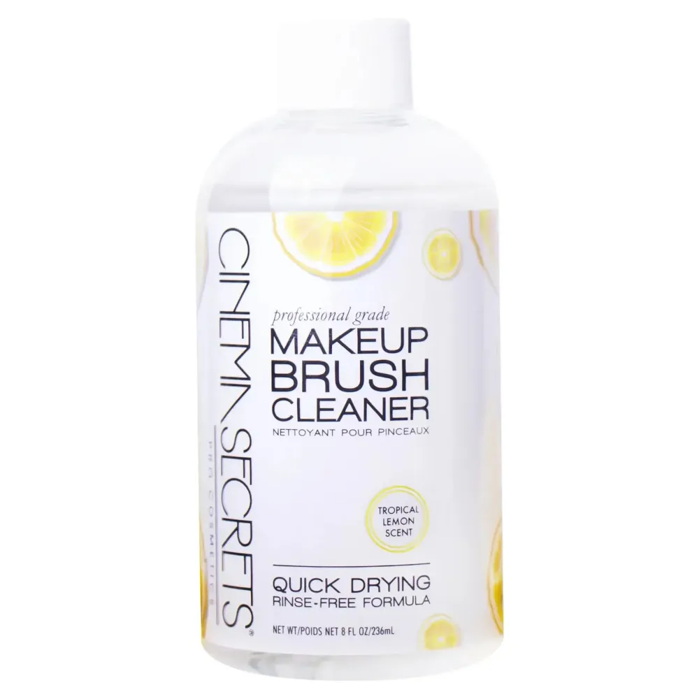 Cinema Secrets Original Makeup Brush Cleaner Solution - Professional Cleanser for Makeup Brushes - Quick-Drying, Rinse-Free Formula - Removes Stubborn Waterproof Make Up - Lemon (8 fl oz)