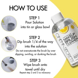 Cinema Secrets Original Makeup Brush Cleaner Solution - Professional Cleanser for Makeup Brushes - Quick-Drying, Rinse-Free Formula - Removes Stubborn Waterproof Make Up - Lemon (8 fl oz)