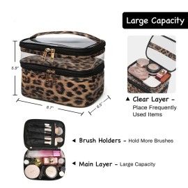 imerelez Double-layer Cosmetic Bag Makeup Bag Travel Makeup Bag Makeup Bags for Women Cosmetics Cases Portable Waterproof Foldable (Leopard) imerelez Double-layer Cosmetic Bag Makeup Bag Travel Makeup Bag Makeup Bags for Women Cosmetics Cases Portable Waterproof Foldable (Leopard)