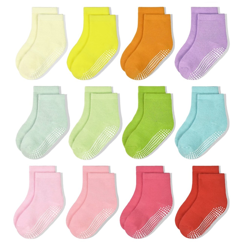 HYCLES Non-Slip Toddler Socks, Girl Grip Socks for 1-3T Kids Girls Boys Toddler Sock with Grippers