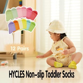 HYCLES Non-Slip Toddler Socks, Girl Grip Socks for 1-3T Kids Girls Boys Toddler Sock with Grippers