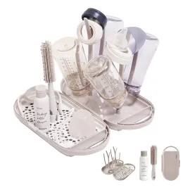 MOTHER-K Travel Baby Bottle Drying Rack Set, Including Bottle Brush and Travel Bottle, for Working Mom or Camping with Baby (Cream Mocha) MOTHER-K Travel Baby Bottle Drying Rack Set, Including Bottle Brush and Travel Bottle, for Working Mom or Camping with Baby (Cream Mocha)