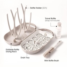 MOTHER-K Travel Baby Bottle Drying Rack Set, Including Bottle Brush and Travel Bottle, for Working Mom or Camping with Baby (Cream Mocha) MOTHER-K Travel Baby Bottle Drying Rack Set, Including Bottle Brush and Travel Bottle, for Working Mom or Camping with Baby (Cream Mocha)