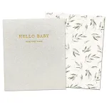 Peachly Unisex Baby Memory Book | Minimalist Baby First Year Keepsake for Milestones | Baby Books First Year Memory Book | Simple Baby Scrapbook for Boy Girl Milestones | Natural Linen - Olive