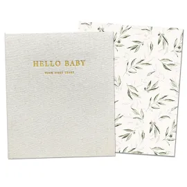 Peachly Unisex Baby Memory Book | Minimalist Baby First Year Keepsake for Milestones | Baby Books First Year Memory Book | Simple Baby Scrapbook for Boy Girl Milestones | Natural Linen - Olive
