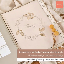 Peachly Unisex Baby Memory Book | Minimalist Baby First Year Keepsake for Milestones | Baby Books First Year Memory Book | Simple Baby Scrapbook for Boy Girl Milestones | Natural Linen - Olive Peachly Unisex Baby Memory Book | Minimalist Baby First Year Keepsake for Milestones | Baby Books First Year Memory Book | Simple Baby Scrapbook for Boy Girl Milestones | Natural Linen - Olive