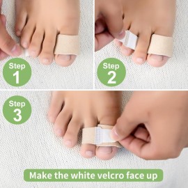 Niupiour Fabric Hammer Toe Wraps, 8 Pack of Toe Bandages Protectors, Toe Corrector for Overlapping Toes, Toe Splints for Crooked Toes, Curled Toes, Bent Toes and Broken Toes