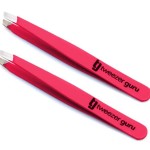 Tweezer Guru Tweezers for Women - 2pc Slant Pointed Precision Tweezers for Eyebrows & Ingrown Hair Removal - Blackhead and Splinter Tweezer with Sharp Needle Nose Point for Plucking (Bright Pink)