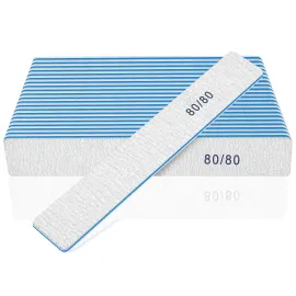 Nail File for Acrylic Nails 12pcs, 80/80 Grit Files Emery Boards, Jumbo Washable Thick Professional Square Nail File Manicure Tools for Nail Tech