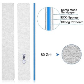 Nail File for Acrylic Nails 12pcs, 80/80 Grit Files Emery Boards, Jumbo Washable Thick Professional Square Nail File Manicure Tools for Nail Tech