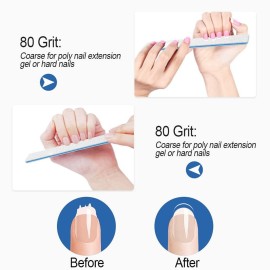 Nail File for Acrylic Nails 12pcs, 80/80 Grit Files Emery Boards, Jumbo Washable Thick Professional Square Nail File Manicure Tools for Nail Tech