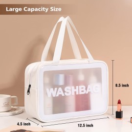 DAPOWER Travel Toiletry Bag for Women and Men, Matte Translucent Toiletry Bag with Handy Handle, Makeup Cosmetic Organizer Bag for Travel Toiletries Accessories (White) DAPOWER Travel Toiletry Bag for Women and Men, Matte Translucent Toiletry Bag with Handy Handle, Makeup Cosmetic Organizer Bag for Travel Toiletries Accessories (White)