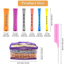 120Pcs Hair Perm Rods Set, 6 Sizes Plastic Hair Cold Wave Rods, Heatless Perming Rods Hair Curlers Rollers with Pintail Comb for Long Short Straight Curly Natural Hair DIY Hairdressing Styling Tools