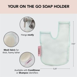Kitsch Bar Soap Saver Bag - Soap Dish and Soap Holder for Shampoo Bar, Conditioner & Body Wash - Recycled Mesh Beauty Bar Soap Pouch, Eco-Friendly, Patented Bag - Mint Kitsch Bar Soap Saver Bag - Soap Dish and Soap Holder for Shampoo Bar, Conditioner & Body Wash - Recycled Mesh Beauty Bar Soap Pouch, Eco-Friendly, Patented Bag - Mint