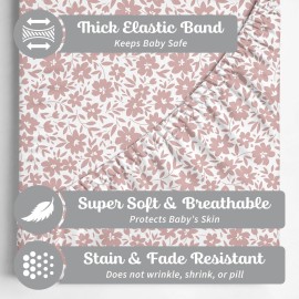 2-Pack Crib Sheet for Standard Crib & Toddler Mattress (Antique Rose) - Premium Fitted Baby Sheets - Buttery Soft Cotton Blend - Baby Bed Sheets