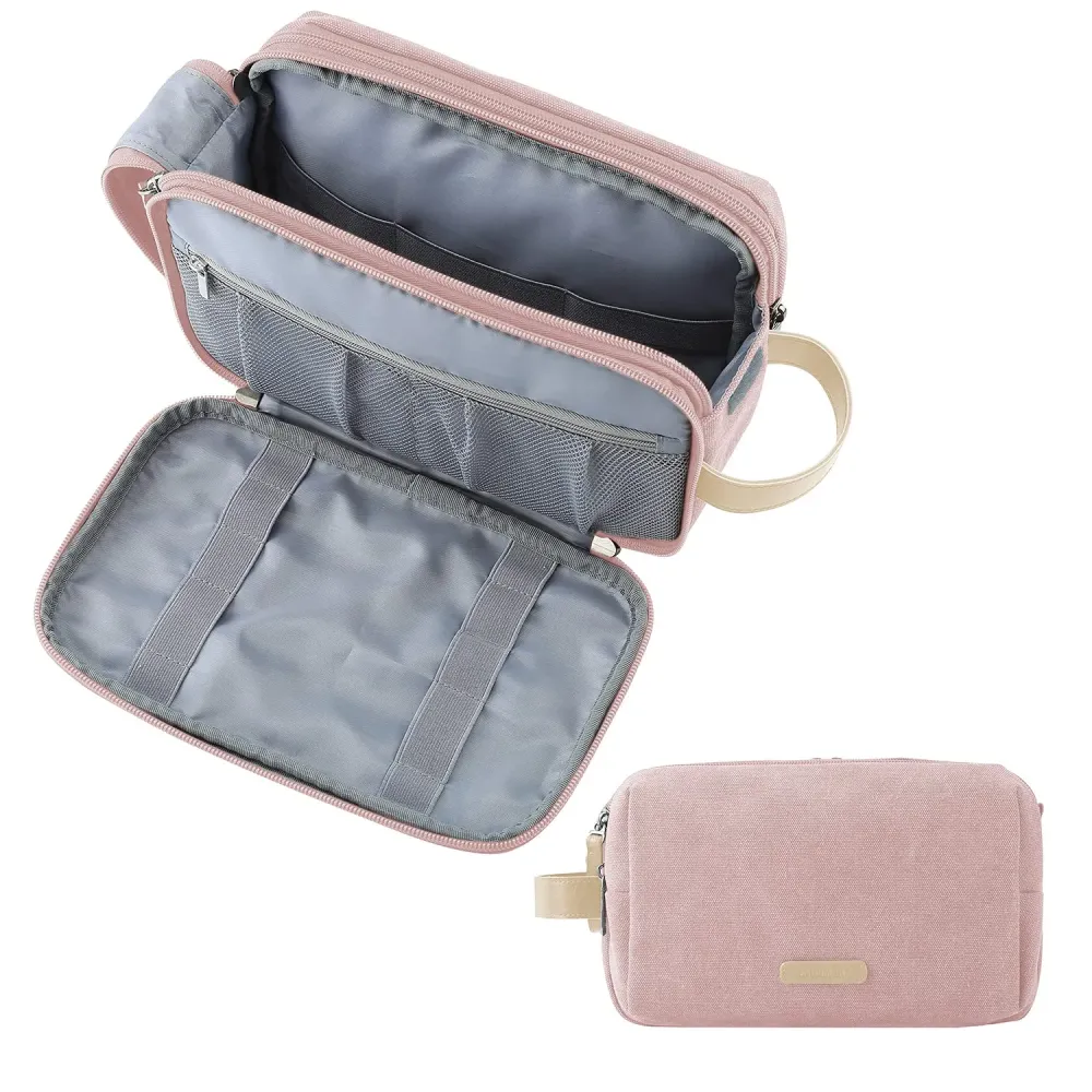 BAGSMART Toiletry Bag for Women, Cosmetic Makeup Bag Organizer, Travel Bag for Toiletries, Dopp Kit Water-resistant Shaving Bag for Accessories, Pink-Medium BAGSMART Toiletry Bag for Women, Cosmetic Makeup Bag Organizer, Travel Bag for Toiletries, Dopp Kit Water-resistant Shaving Bag for Accessories, Pink-Medium