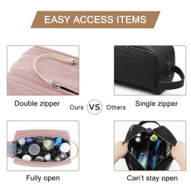 BAGSMART Toiletry Bag for Women, Cosmetic Makeup Bag Organizer, Travel Bag for Toiletries, Dopp Kit Water-resistant Shaving Bag for Accessories, Pink-Medium BAGSMART Toiletry Bag for Women, Cosmetic Makeup Bag Organizer, Travel Bag for Toiletries, Dopp Kit Water-resistant Shaving Bag for Accessories, Pink-Medium