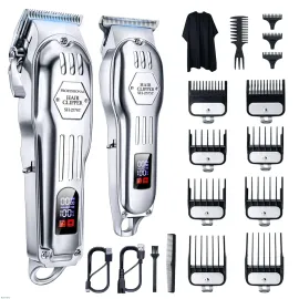 KIKIDO Hair Clippers Professional Cordless for Men, Barber Clippers for Hair Cutting Kit, Wireless LCD Display Hair Trimmers Set, Rechargeable Haircut Machine for Family (Sliver) KIKIDO Hair Clippers Professional Cordless for Men, Barber Clippers for Hair Cutting Kit, Wireless LCD Display Hair Trimmers Set, Rechargeable Haircut Machine for Family (Sliver)