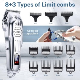 KIKIDO Hair Clippers Professional Cordless for Men, Barber Clippers for Hair Cutting Kit, Wireless LCD Display Hair Trimmers Set, Rechargeable Haircut Machine for Family (Sliver) KIKIDO Hair Clippers Professional Cordless for Men, Barber Clippers for Hair Cutting Kit, Wireless LCD Display Hair Trimmers Set, Rechargeable Haircut Machine for Family (Sliver)